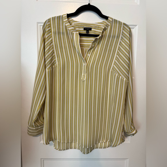 Talbots Yellow Striped Blouse Size Petite Small - Picture 1 of 8